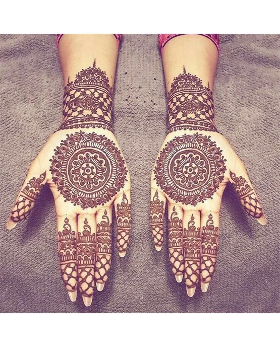 Ring And Stroke Bold Simple Full Hand Mehndi Design Pathway